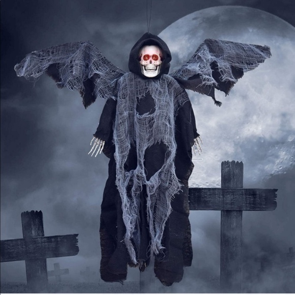 Skeleton Ghost Halloween decor black K4